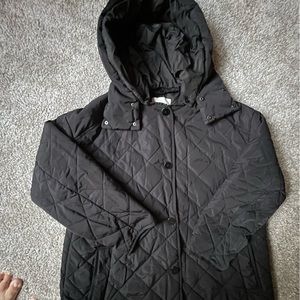 Zara quilted puff long black coat